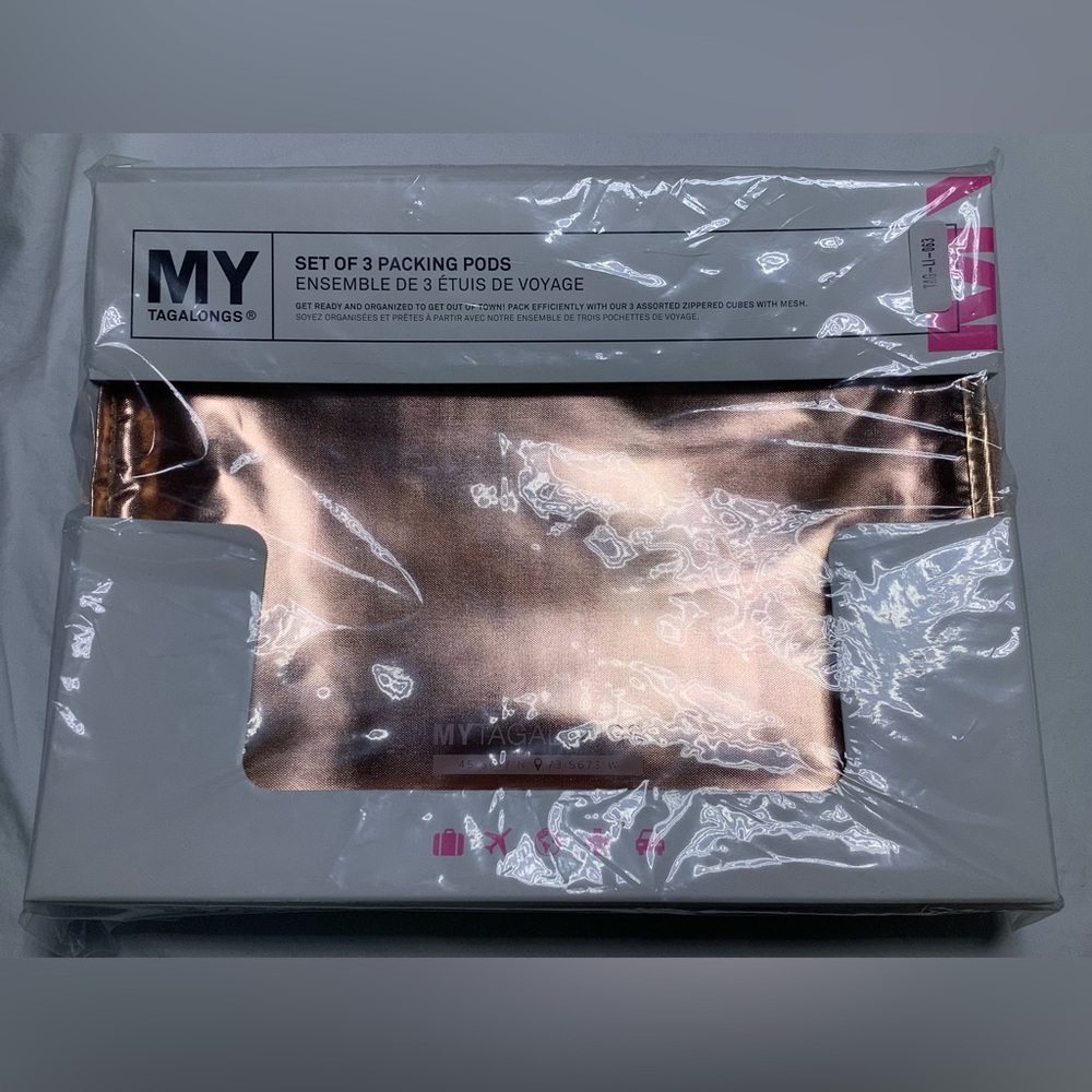 My Tagalongs Set of 3 Packing Pods Rose Gold NIB